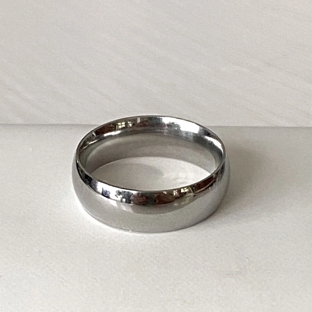 Stainless Steel Wide Dome Ring Tarnish Resistant Hypoallergenic Minimalist 6mm